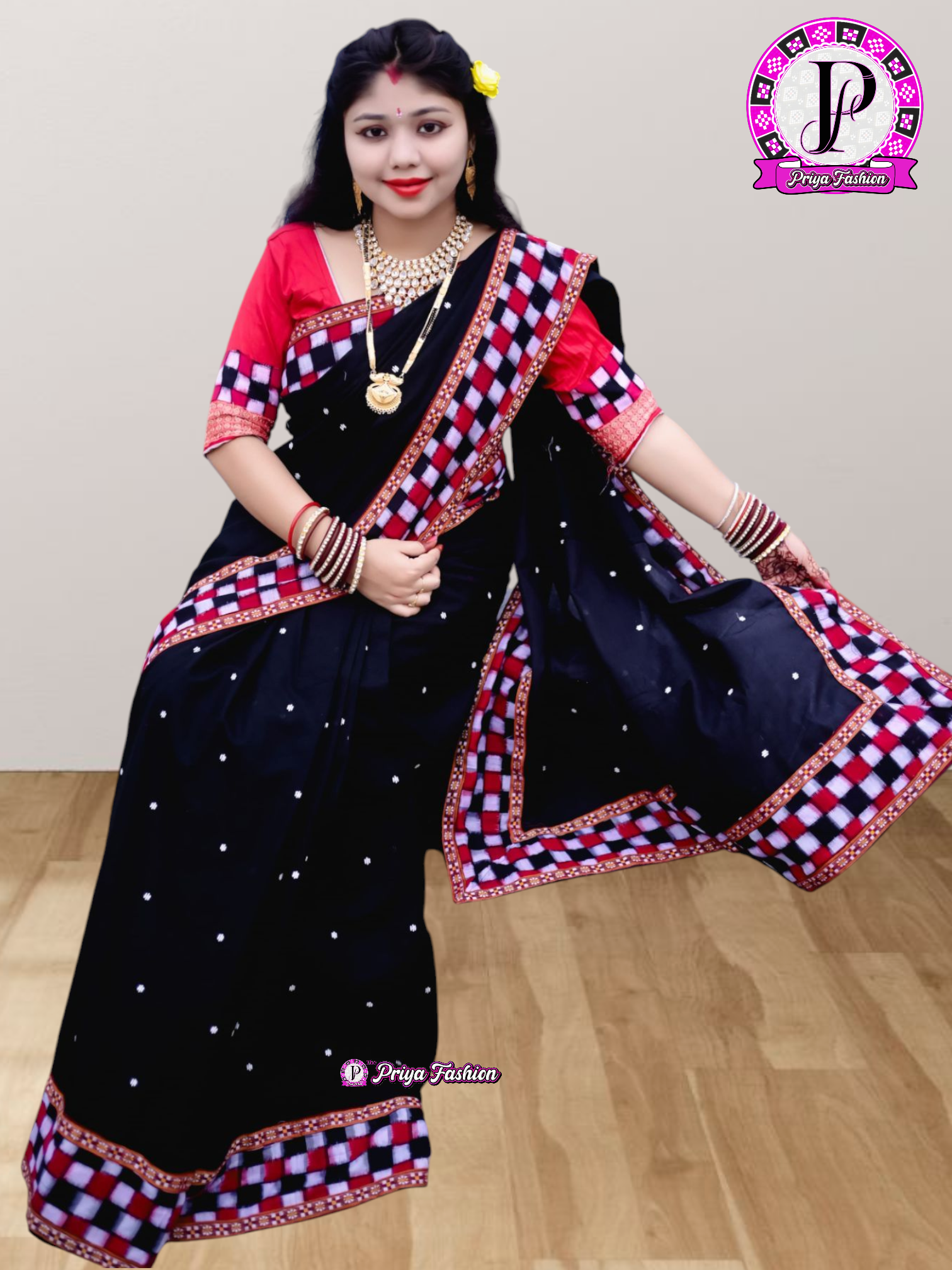 100393 sambalpuri patchwork Saree