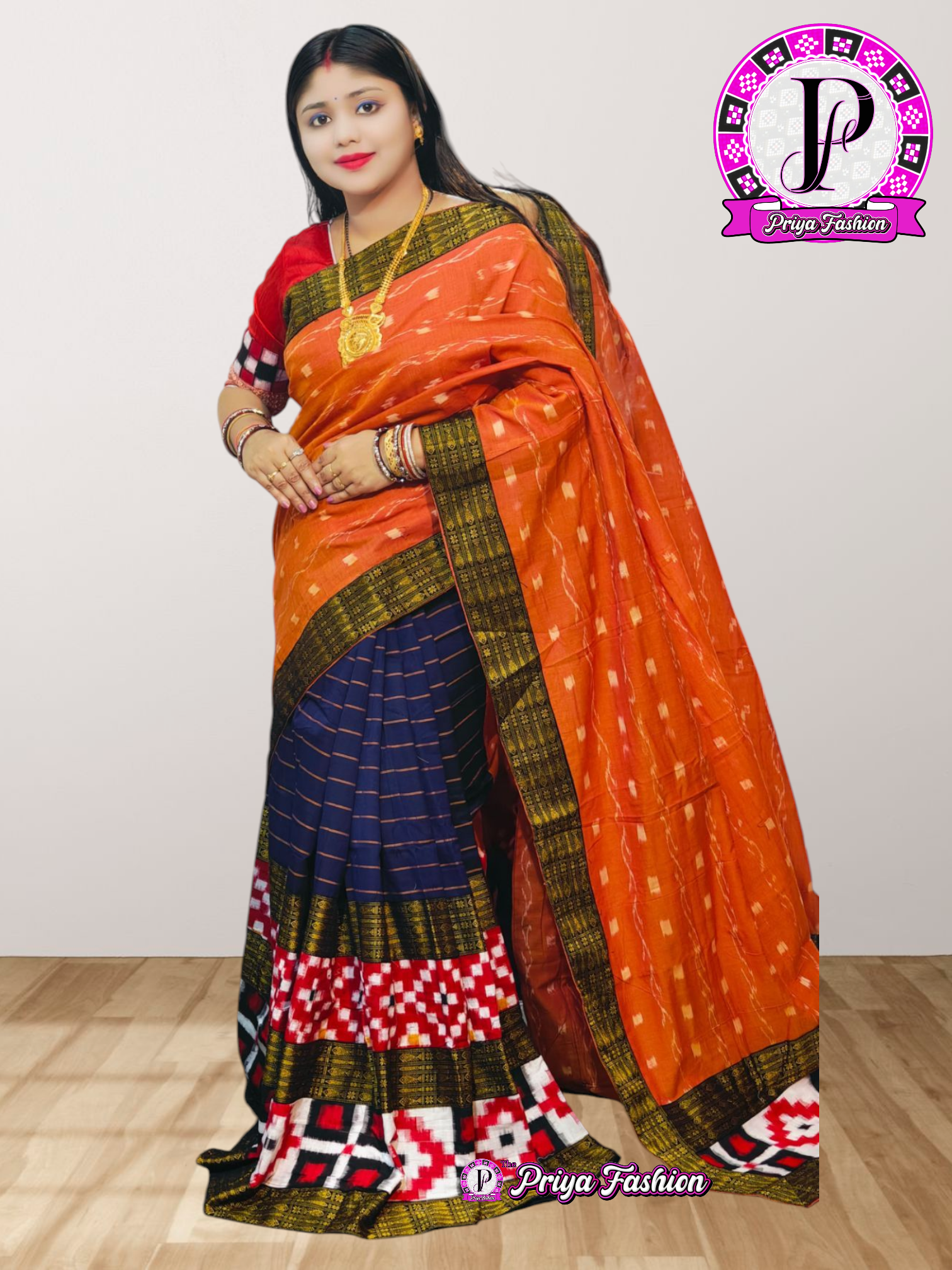 100398 sambalpuri patchwork Saree