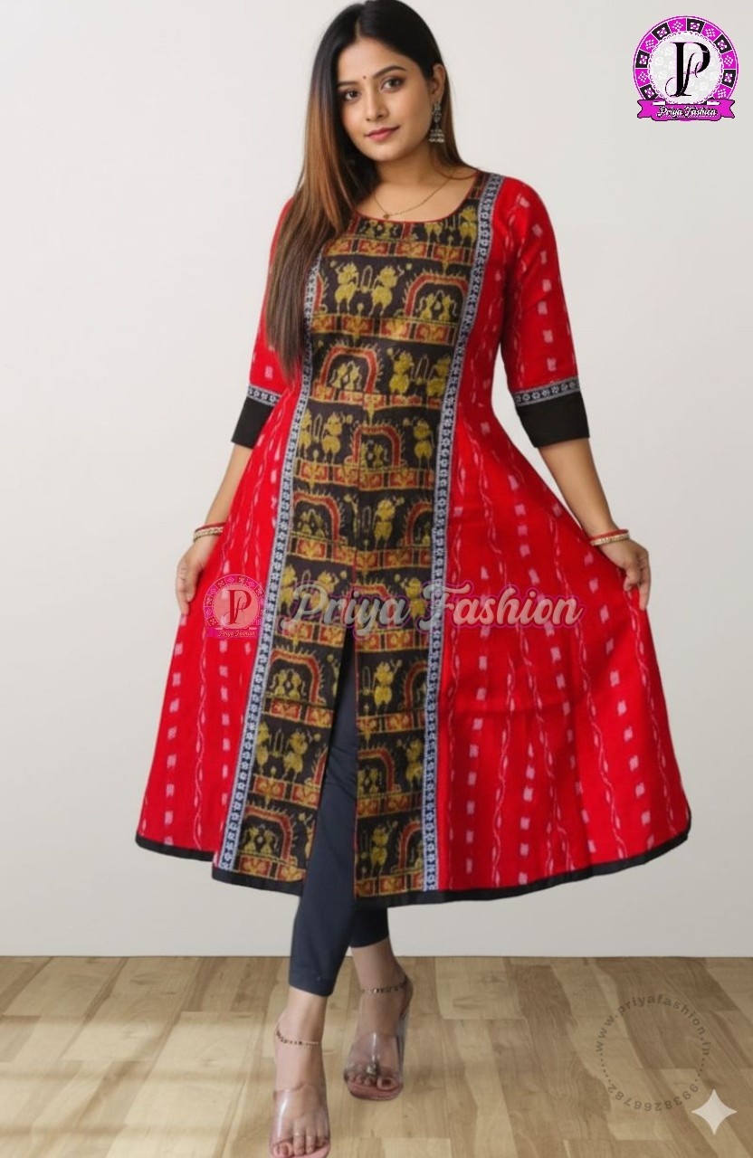 100430 Sambalpuri Round long top kurti