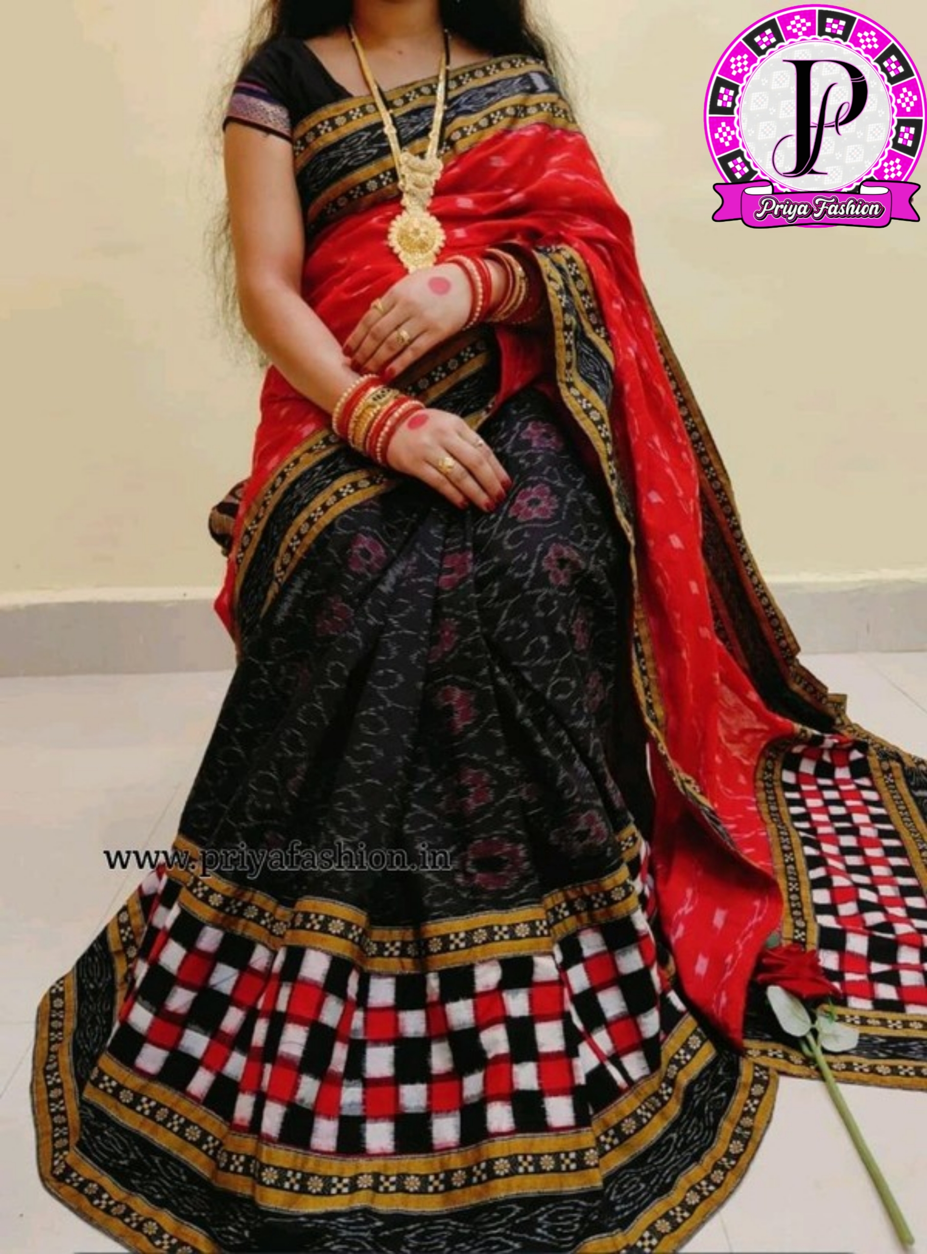 100402 sambalpuri patchwork Saree