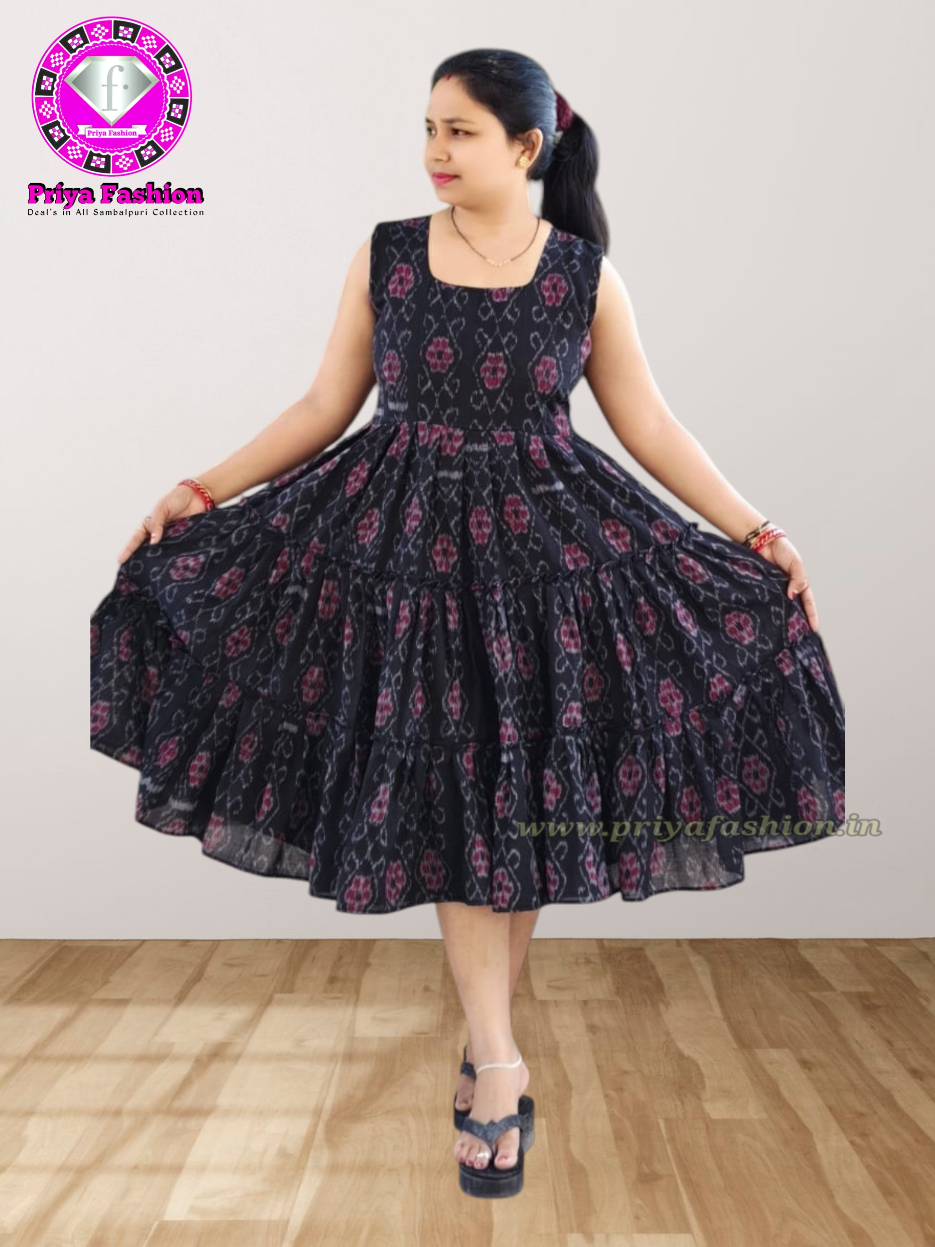 100420 Sambalpuri Round long top kurti