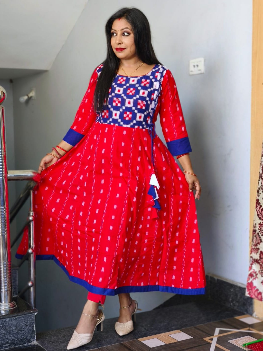100377 Sambalpuri Round long top kurti