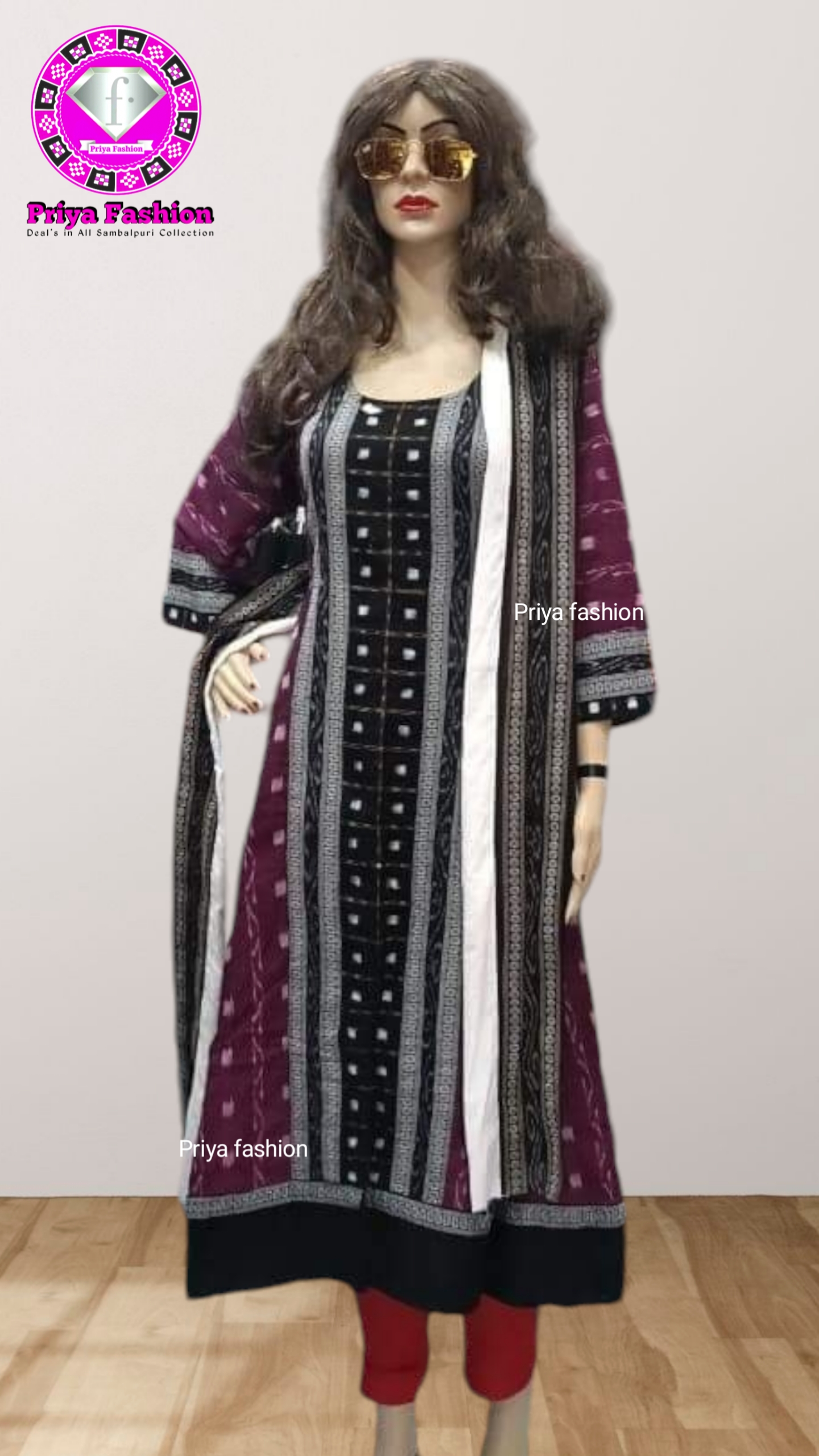 100426 Sambalpuri Round long top kurti