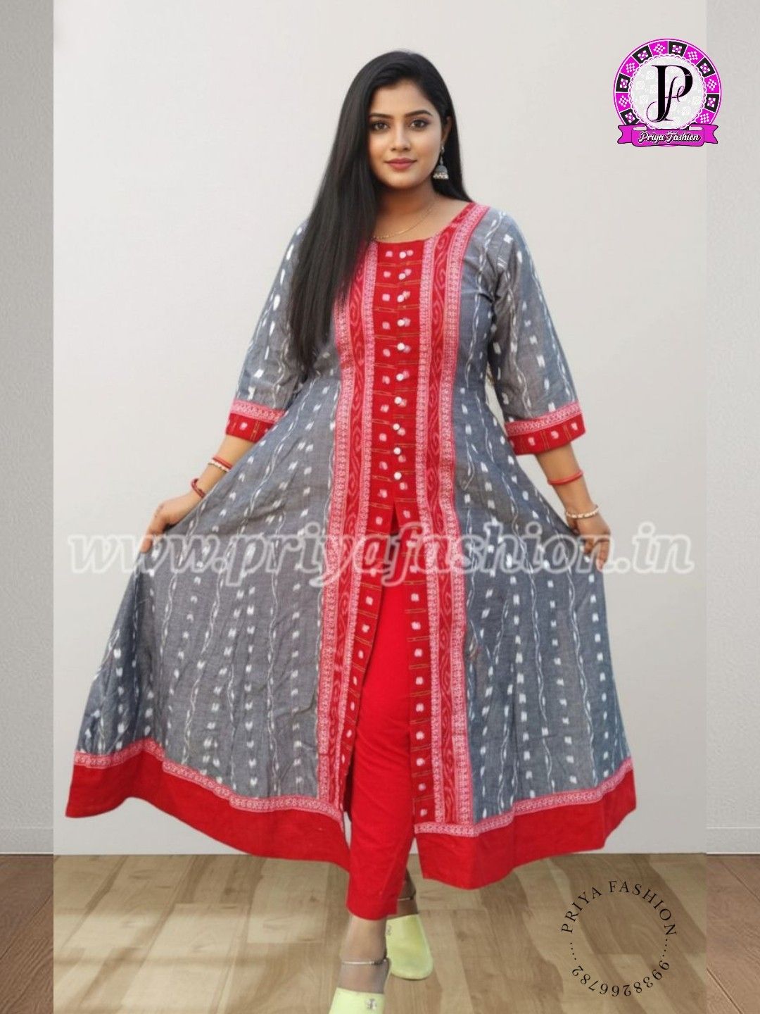 100416 Sambalpuri Round long top kurti