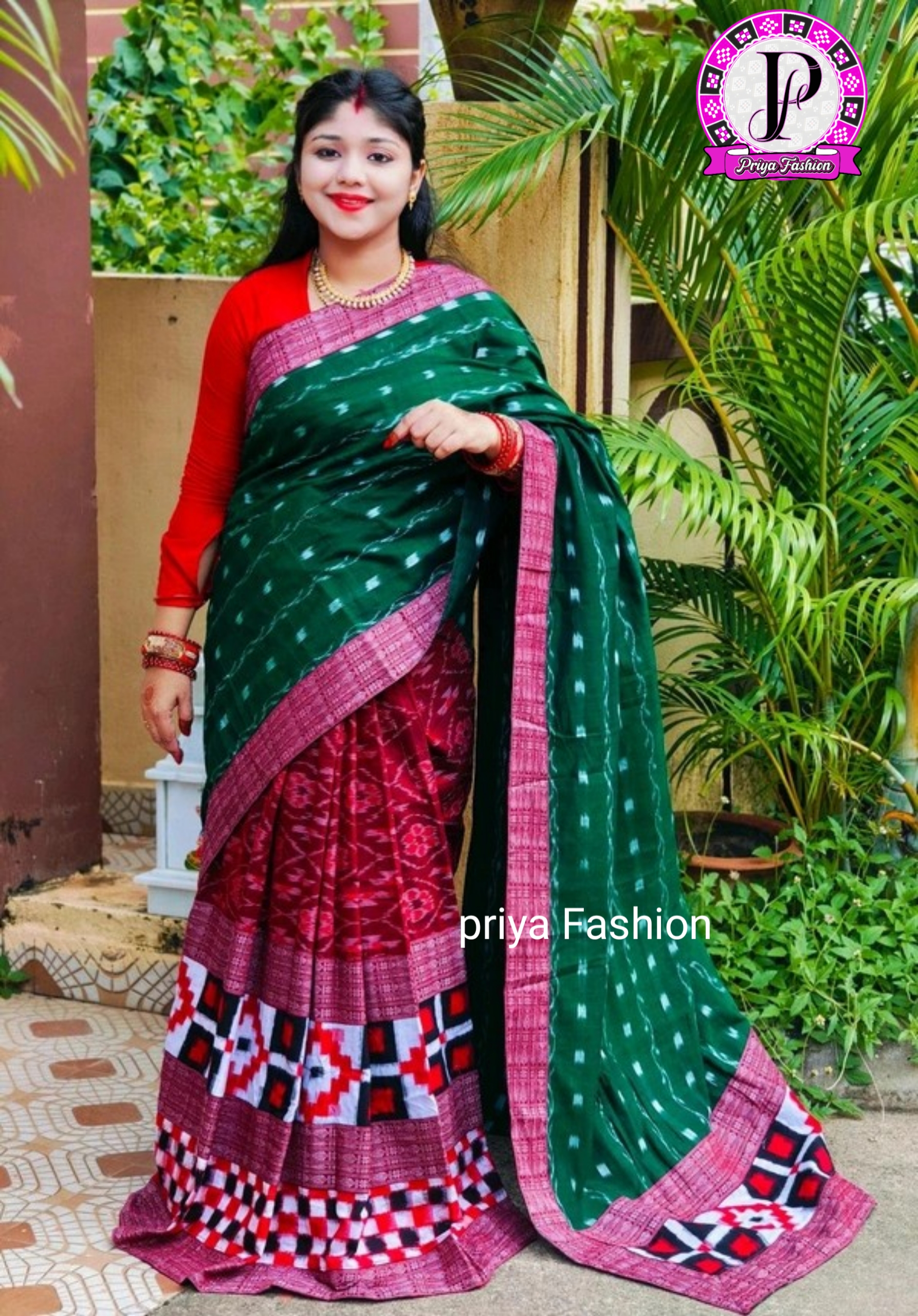 100392 sambalpuri patchwork Saree