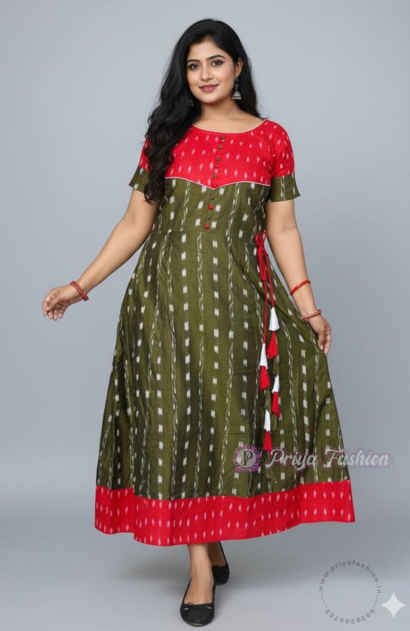 100418 Sambalpuri Round long top kurti