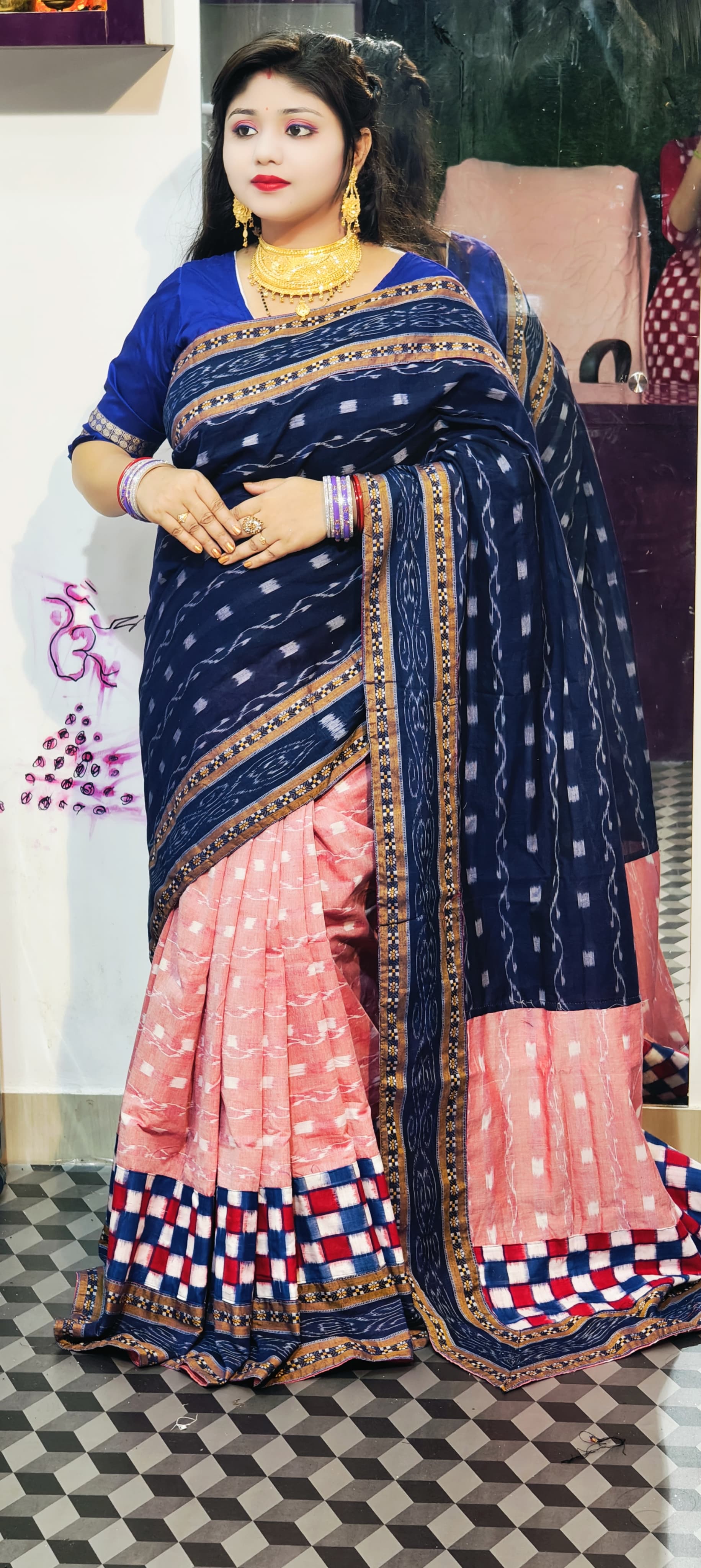 1054 Sambalpuri Patchwork Saree with Blause