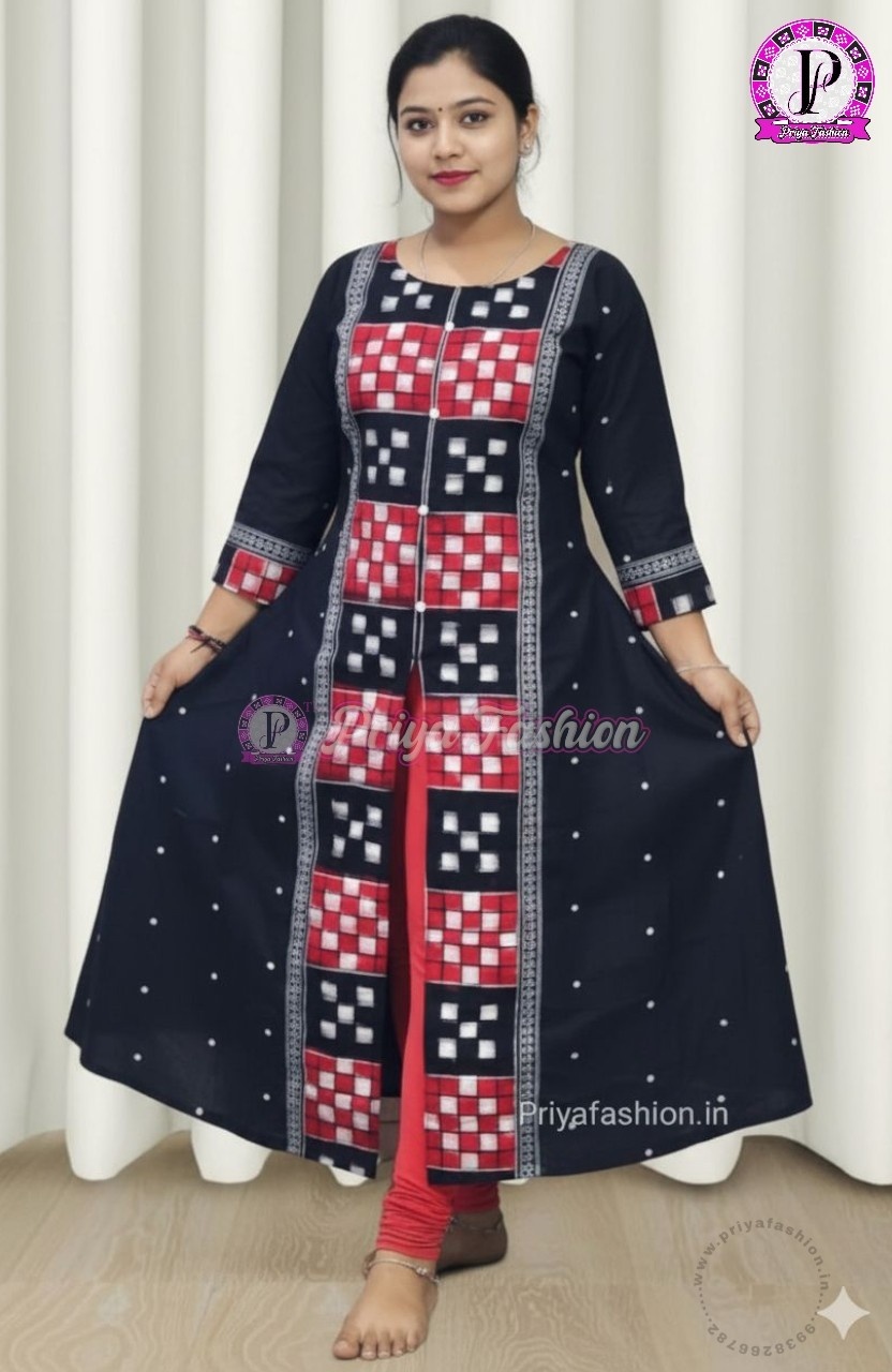 100433 Sambalpuri Round long top kurti