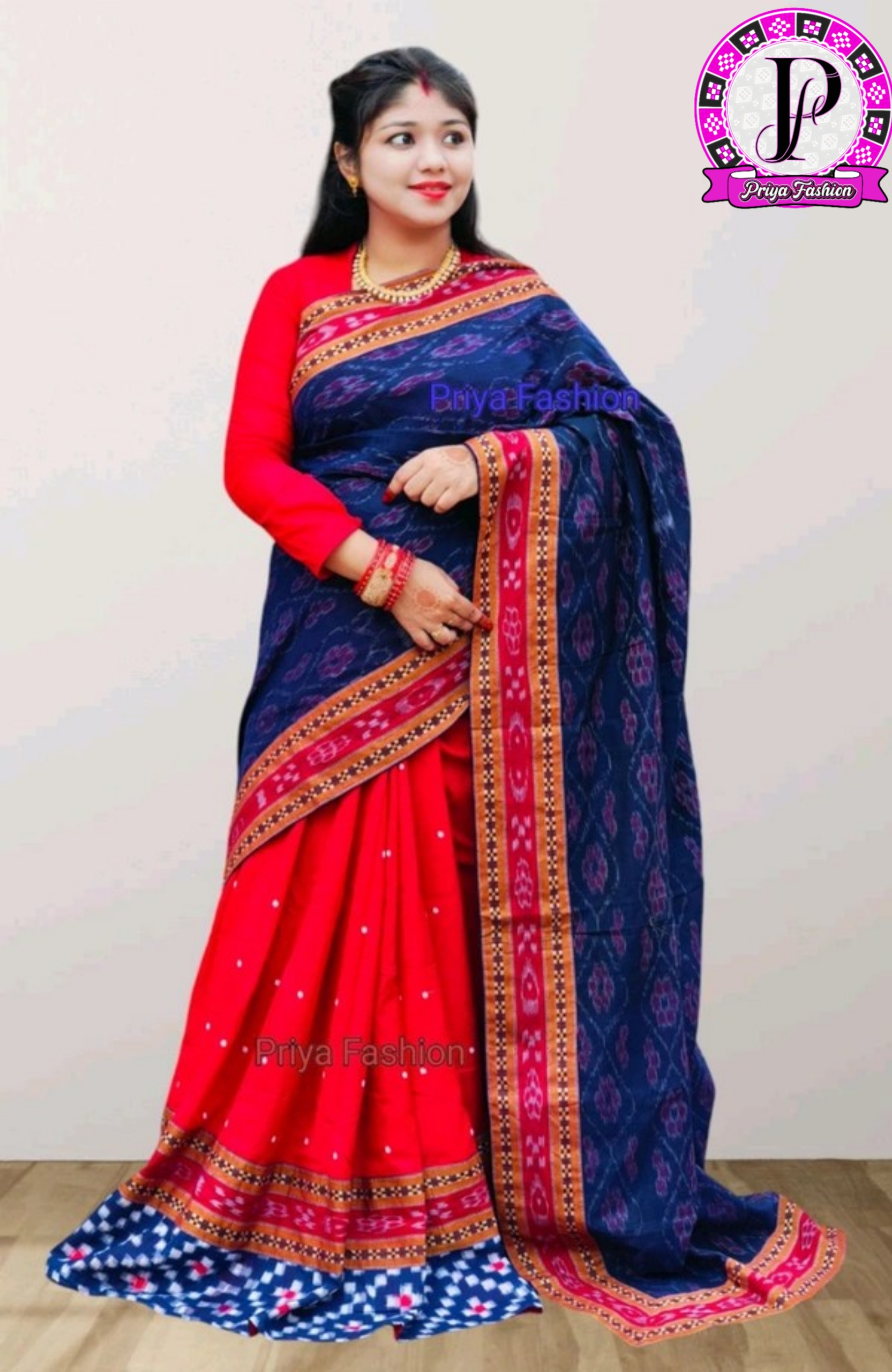 100391 sambalpuri patchwork Saree