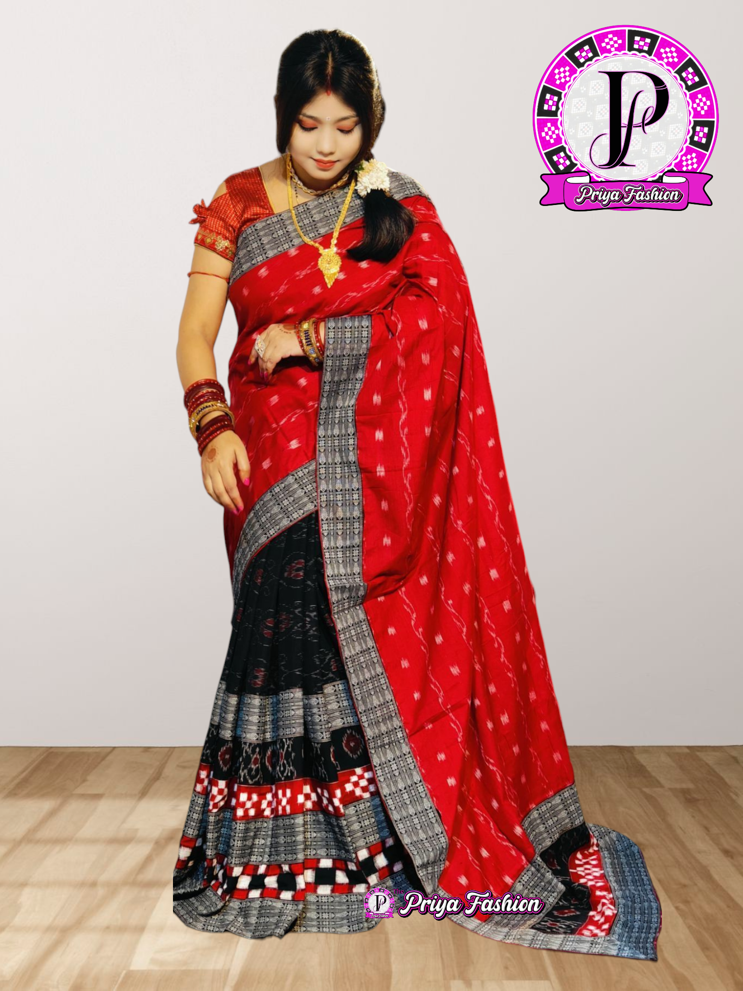 100396 sambalpuri patchwork Saree